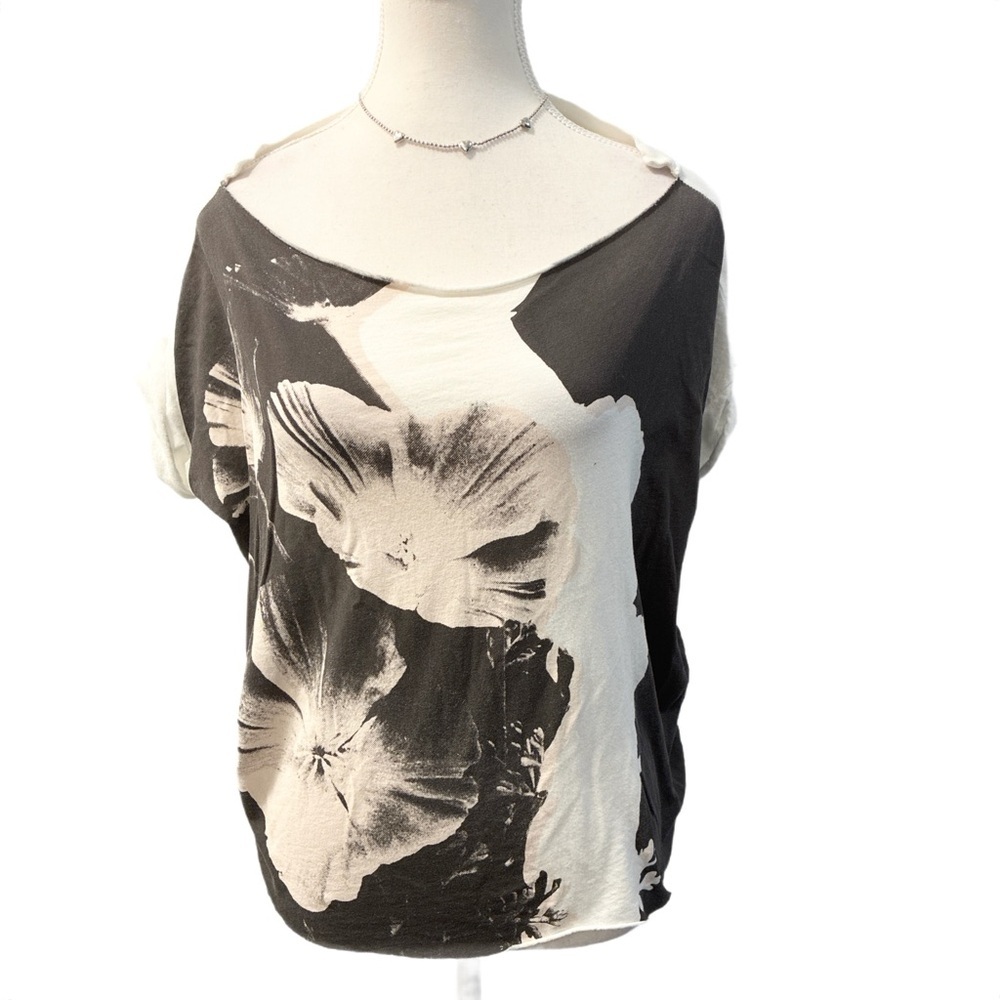 All Saints Monochrome Oversized Floral Short Sleeve Tee Size Small - Picture 4 of 7
